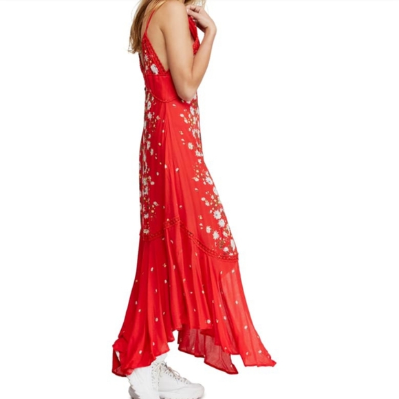 Free People Paradise Print Red Maxi Dress Sm NWT - Picture 5 of 13